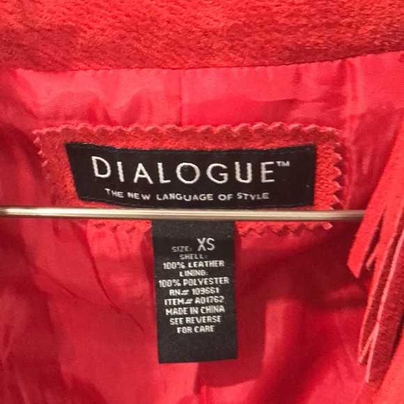 VTG Dialogue Western Jacket Womens XS Red Leather Fringe Braided Southwestern - Picture 2 of 10